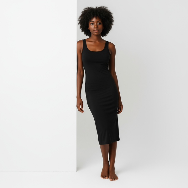 Langes schwarzes Unterkleid Schwarz / M (115cm)