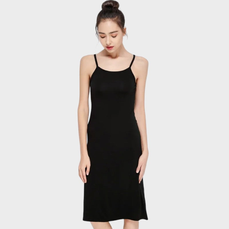 Schwarzes midilanges Unterkleid Unterkleid Damen