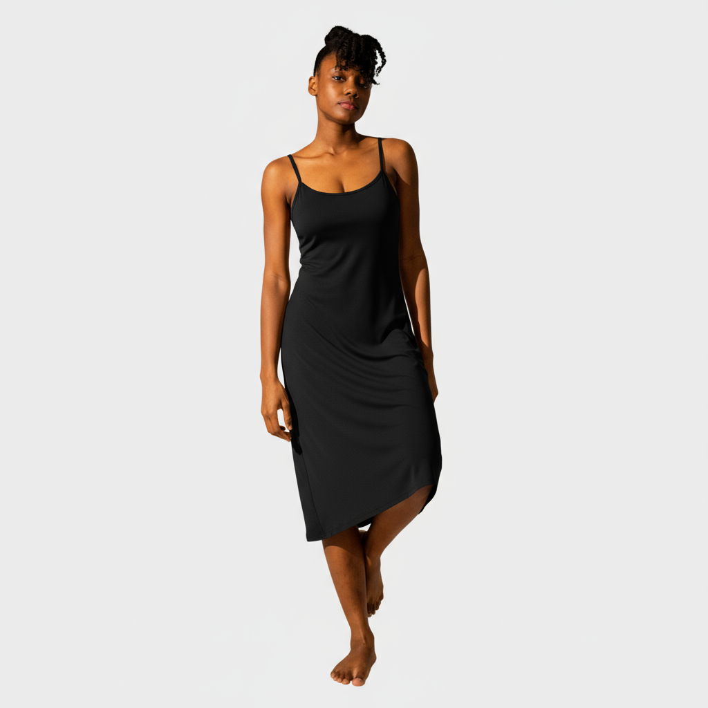 Schwarzes midilanges Unterkleid