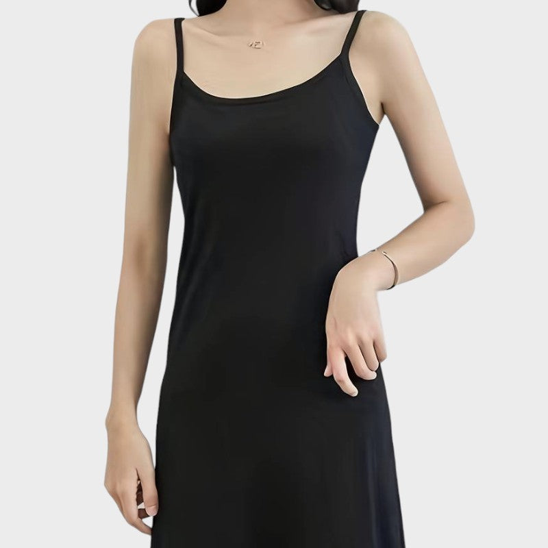 Schwarzes midilanges Unterkleid Unterkleid Damen