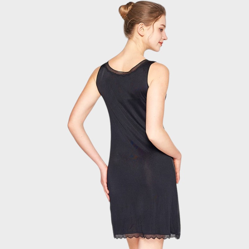 Schwarzes Seidenunterkleid Unterkleid Damen