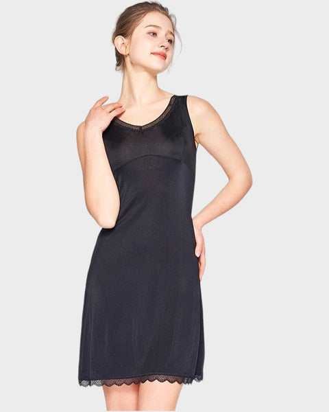 Schwarzes Seidenunterkleid Unterkleid Damen