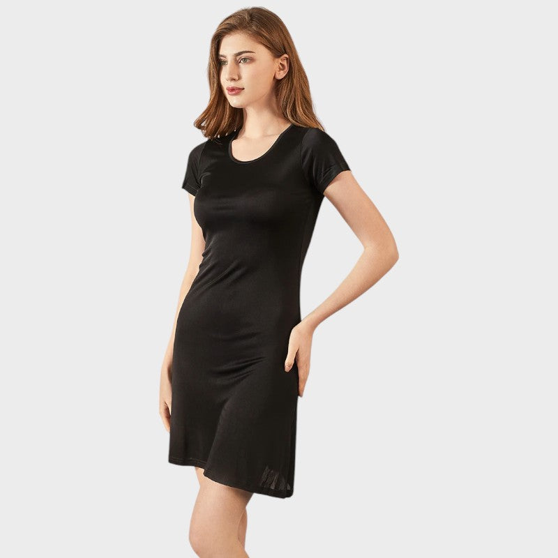 Schwarzes Unterkleid mit kurzen Ärmeln Unterkleid Damen