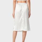 Weißer Spitzensaum unter dem Kleid Unterrock