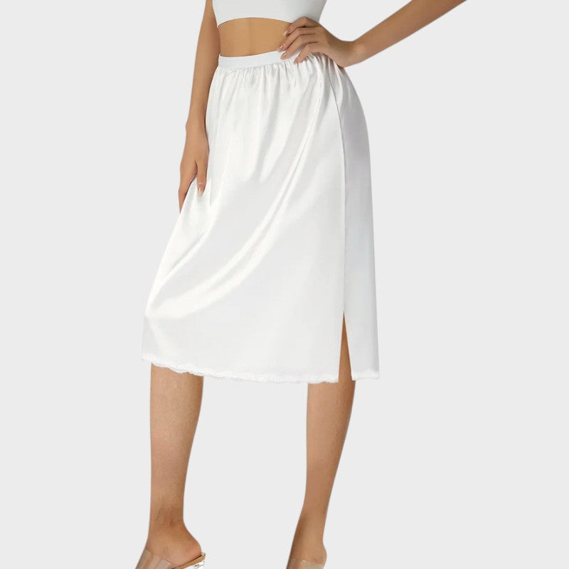 Weißer Spitzensaum unter dem Kleid Unterrock