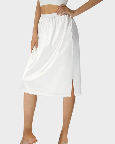 Weißer Spitzensaum unter dem Kleid Unterrock